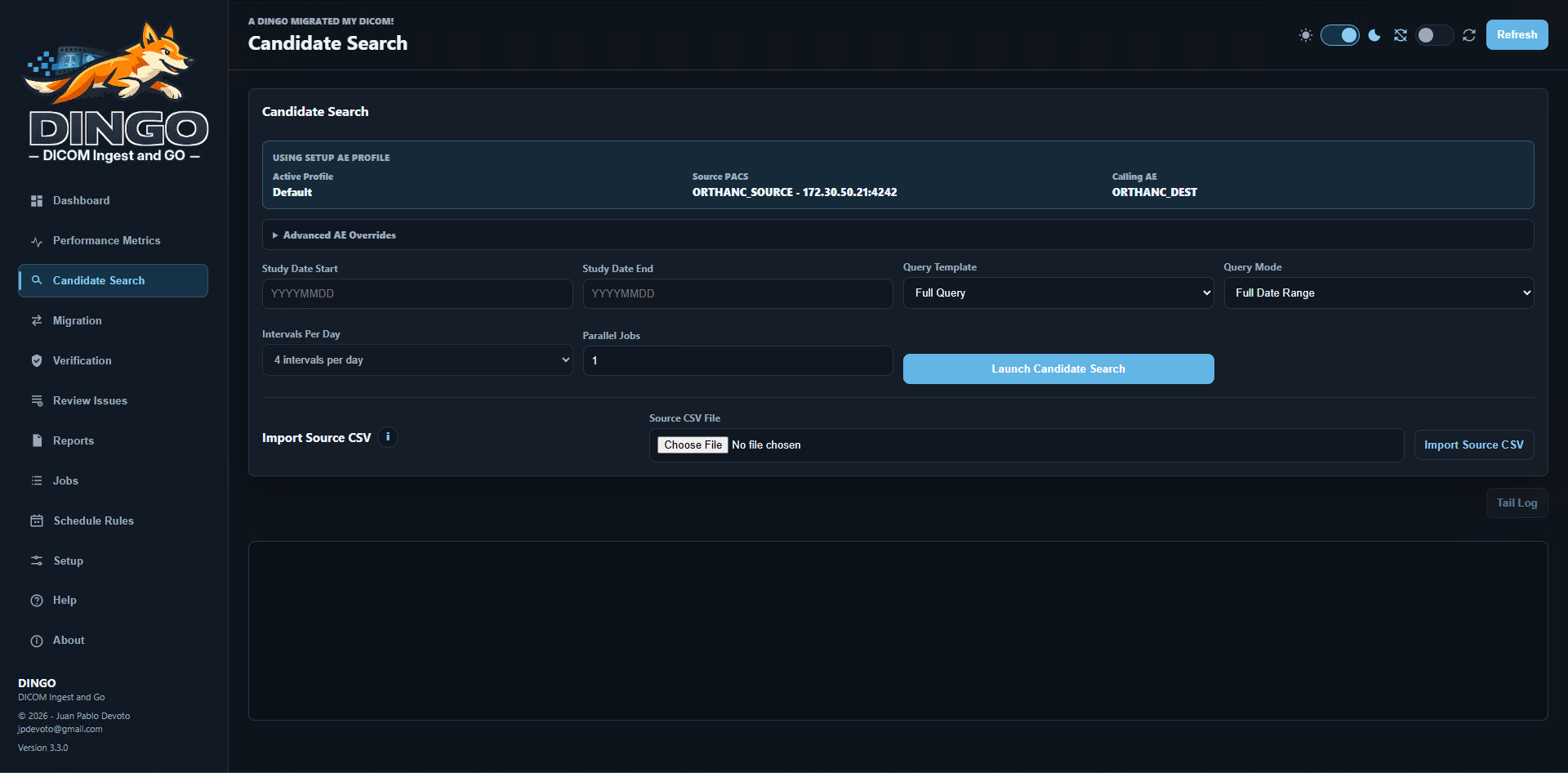 DINGO Candidate Search screenshot
