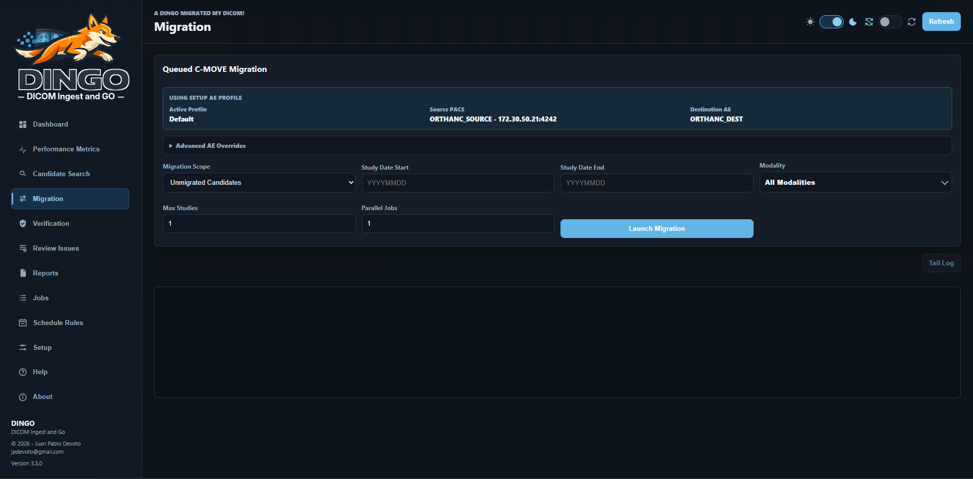 DINGO Migration screenshot